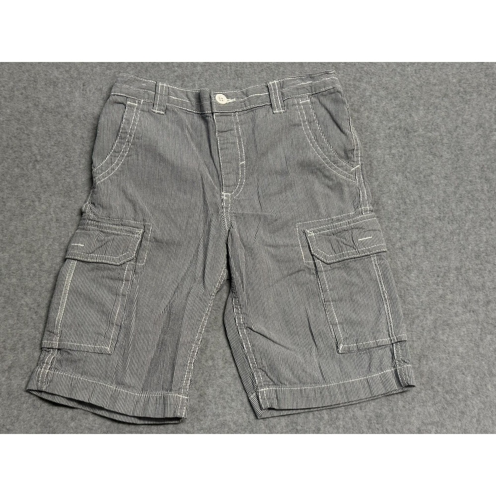 Greendog Cargo Shorts Boys 7 Blue White Pinstripe Twill Cotton Pockets Casual‎